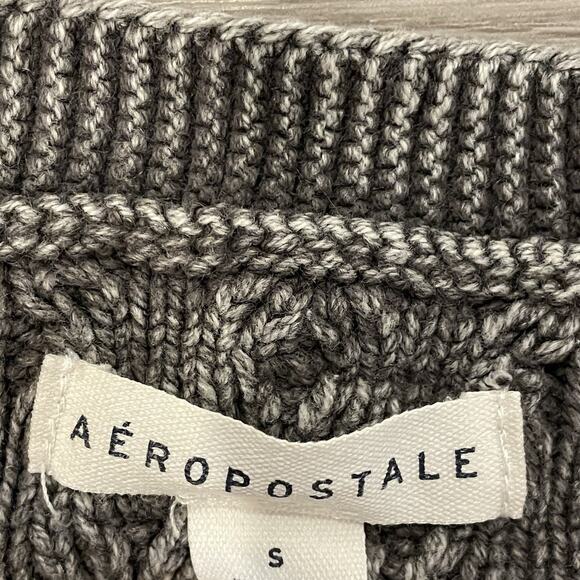 Aeropostale Cable Knit Sweater S Cropped Y2K Faded Gray Casual - Picture 7 of 8